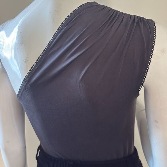 NWOT Miaou Jade Grey Black Jersey One-Shoulder Bodysuit Revolve FWRD Shopbop - Picture 4 of 6